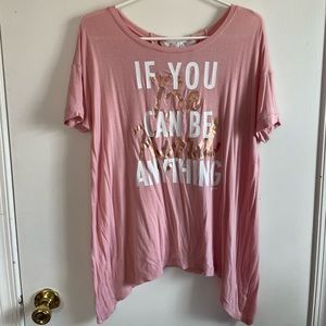 Justice- ‘If You Can Be Anything Be Kind’ pink shirt girls 14/16 plus size